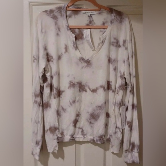 Young Fabulous & Broke Tops - Young Fabulous & Broke Tie-Dye V-Neck Long Sleeve Top